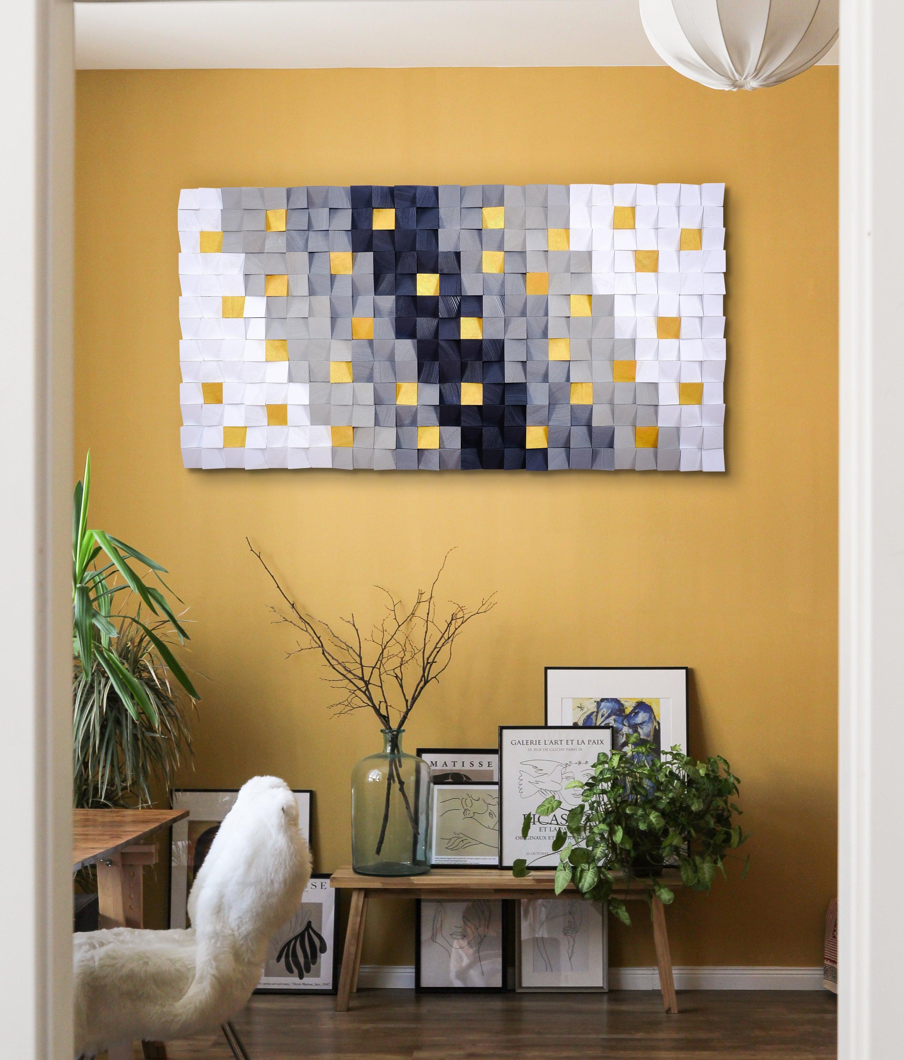 Golden Touchs wood wall sculpture by Artdesigna, modern wooden wall art with intricate carved details for stylish interior decor