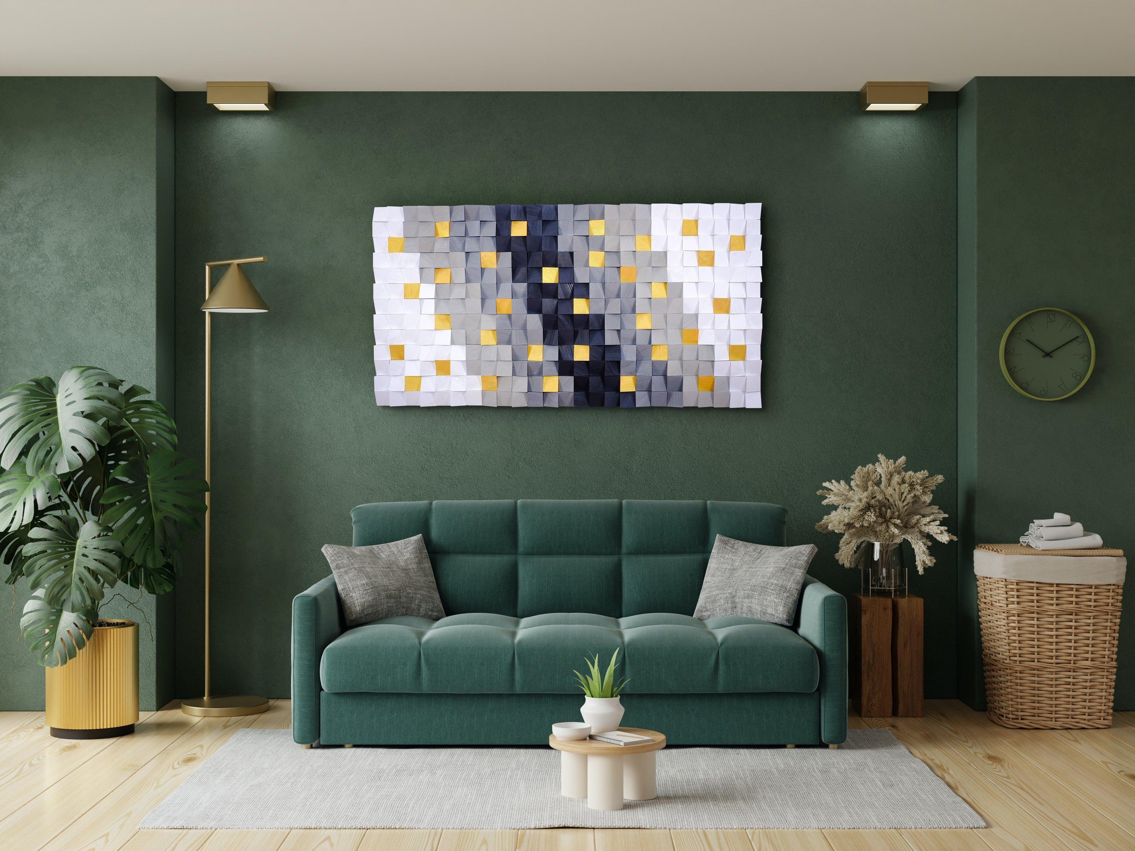 Golden Touchs wood wall sculpture by Artdesigna, abstract wooden wall art with intricate carved design for modern interior decor.