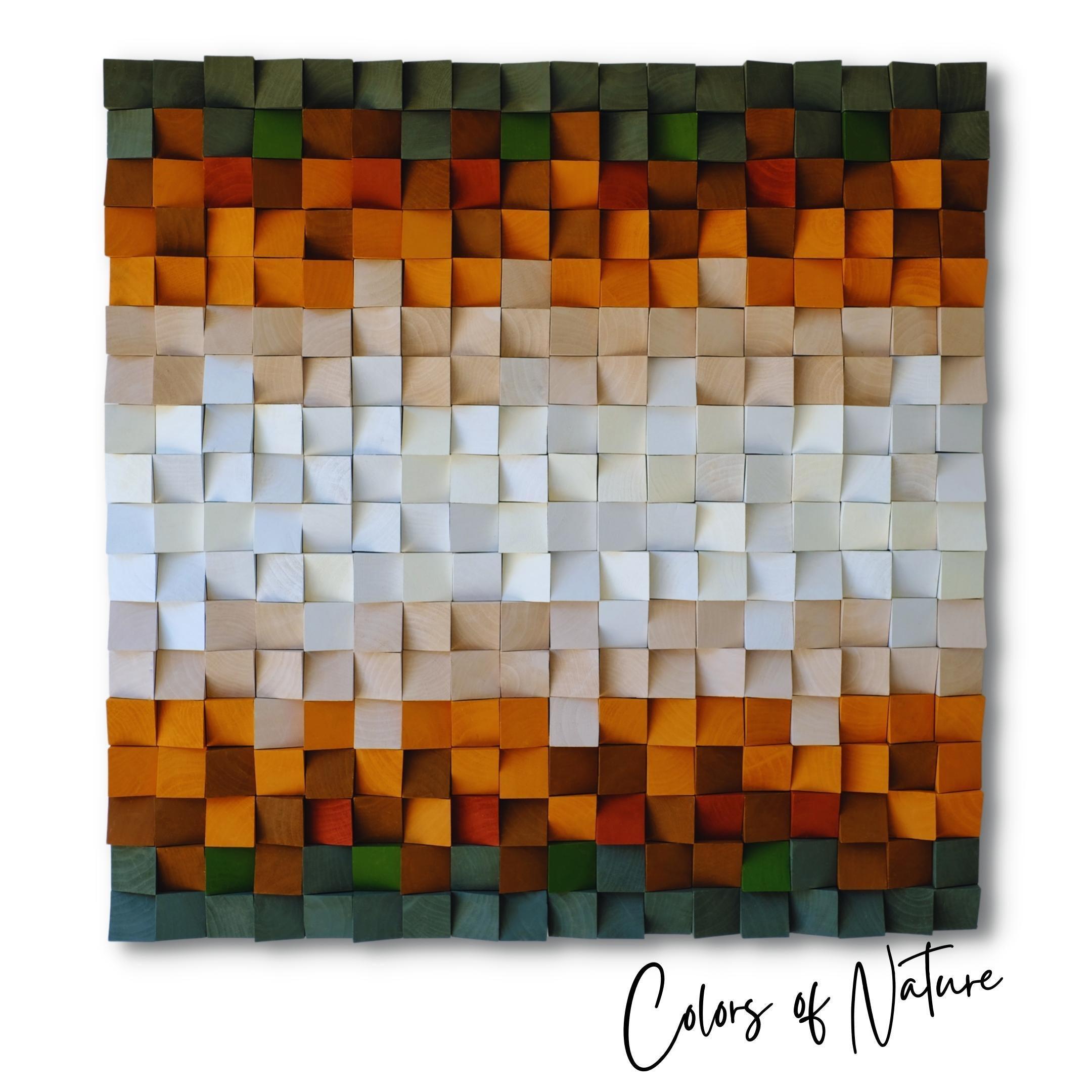 Colors of Nature Wood Wall Sculpture by Artdesigna, featuring multicolored wooden art piece with organic, textured design for wall décor.