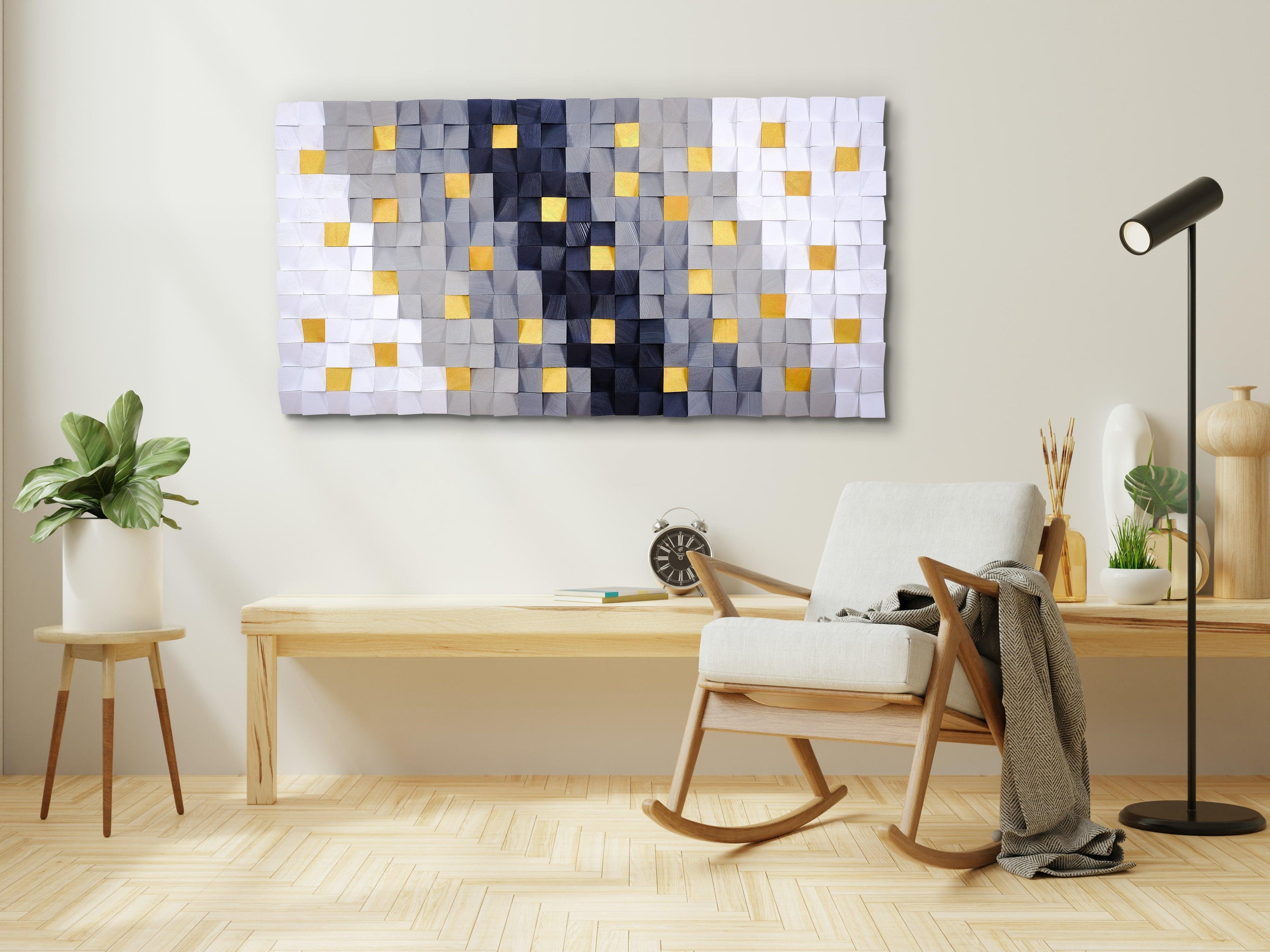 Golden Touchs wood wall sculpture by Artdesigna, featuring intricate carved wooden art for modern wall decor.