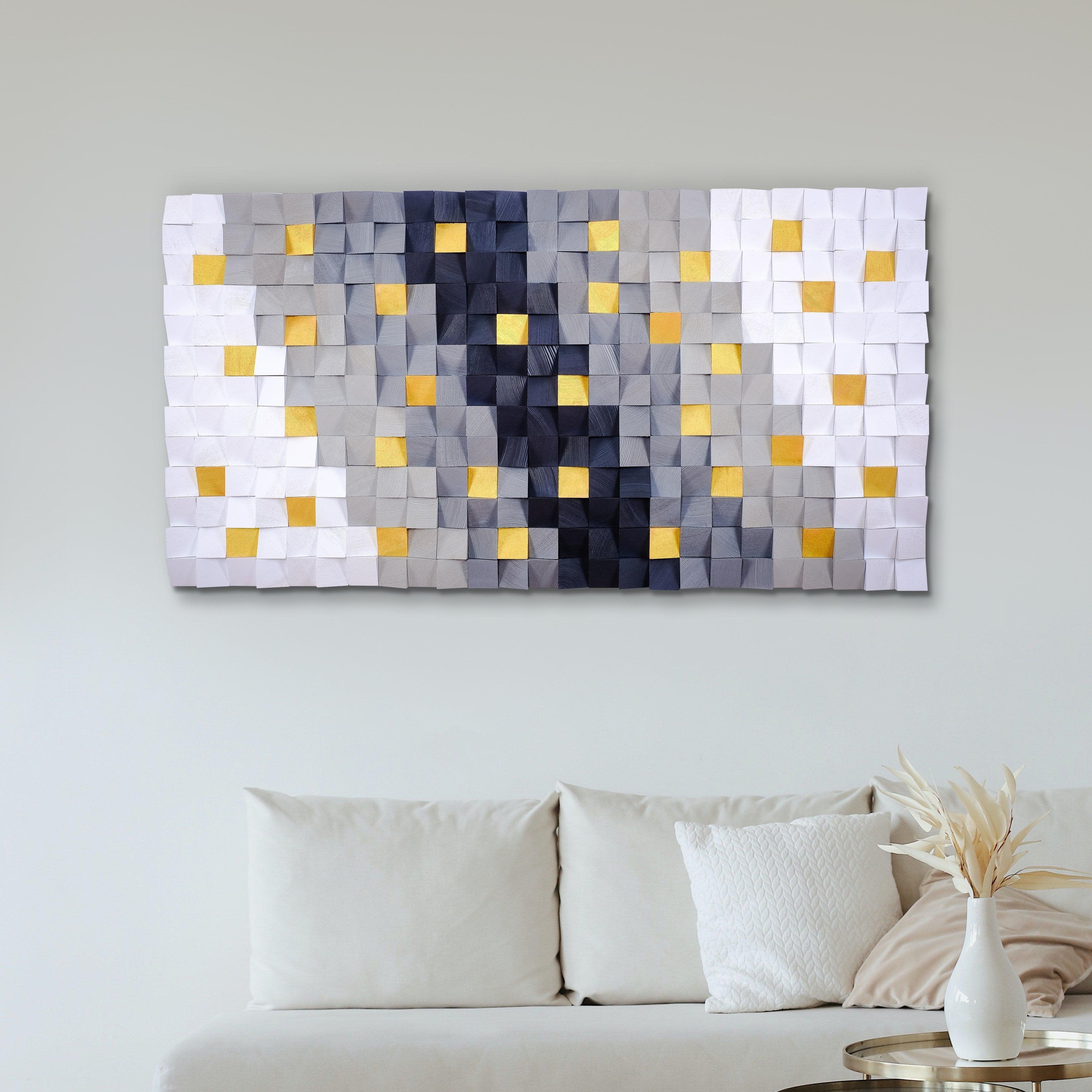 Golden Touchs wood wall sculpture by Artdesigna, featuring intricate natural wood wall art with textured, layered design.