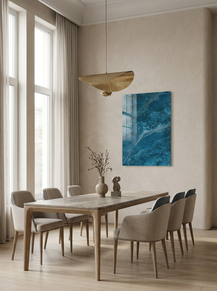 Deep Azure Marble - Glass Wall Art