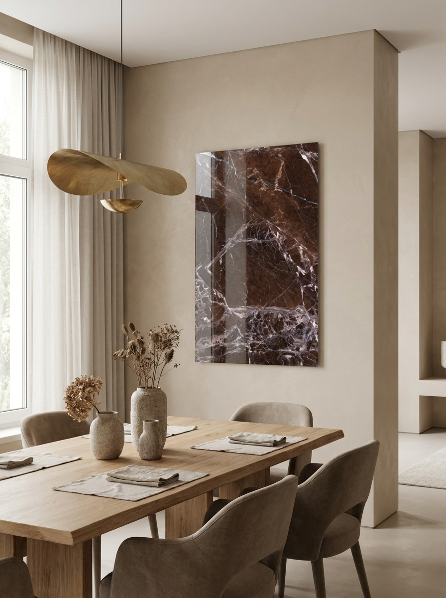 Mocha Veins - Glass Wall Art