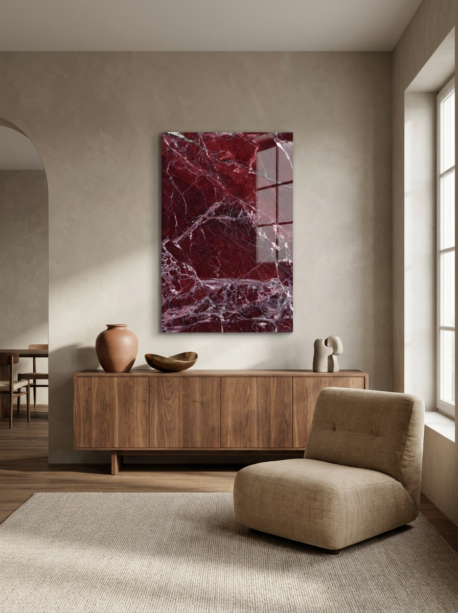 Ruby Marble - Glass Wall Art